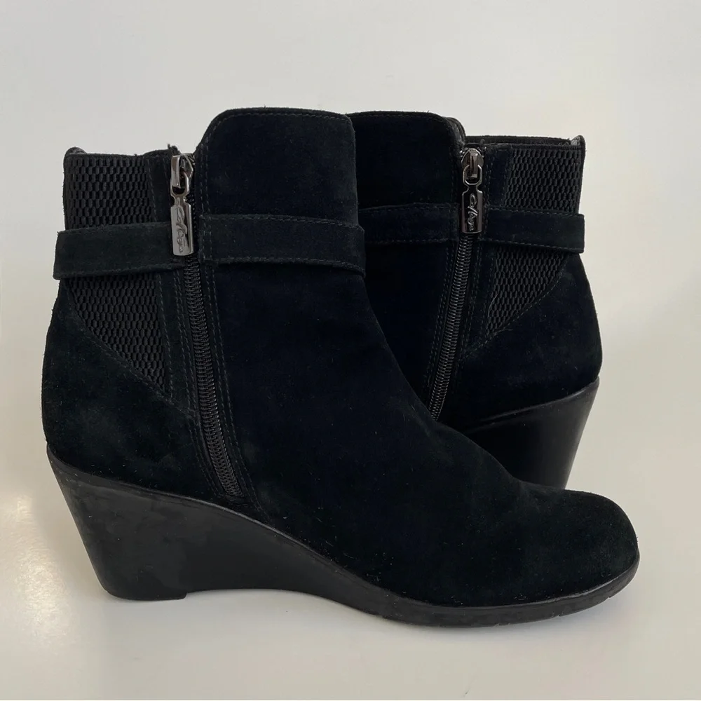 Aqua College Lisa Waterproof Black Suede Wedge Winter Boots side-zip 8 - Picture 2 of 12